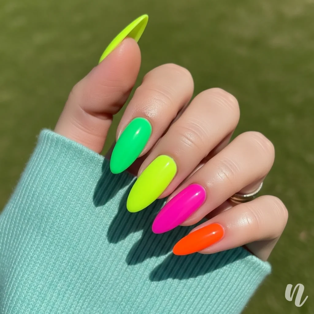 Neon Almond Nails