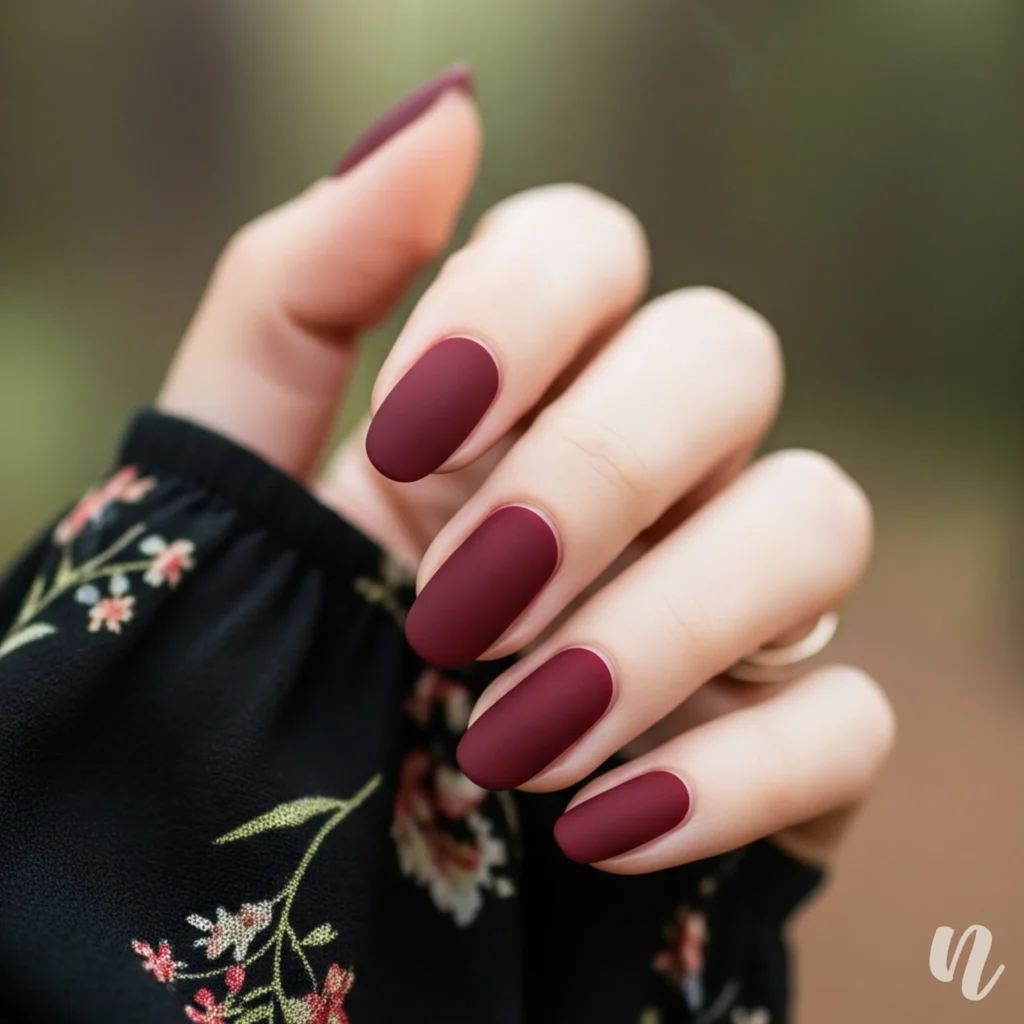 Oxblood Red Matte Nails