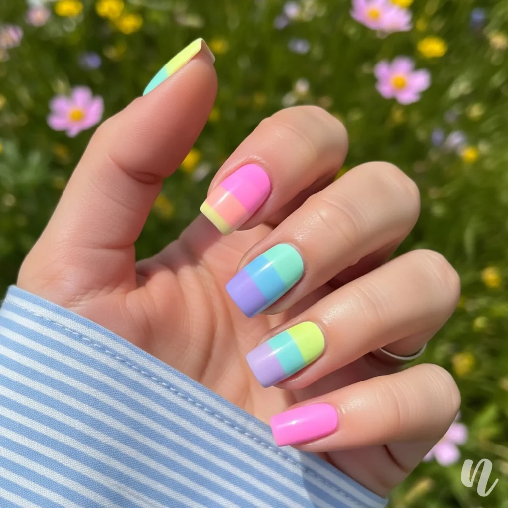 Pastel Rainbow Nails