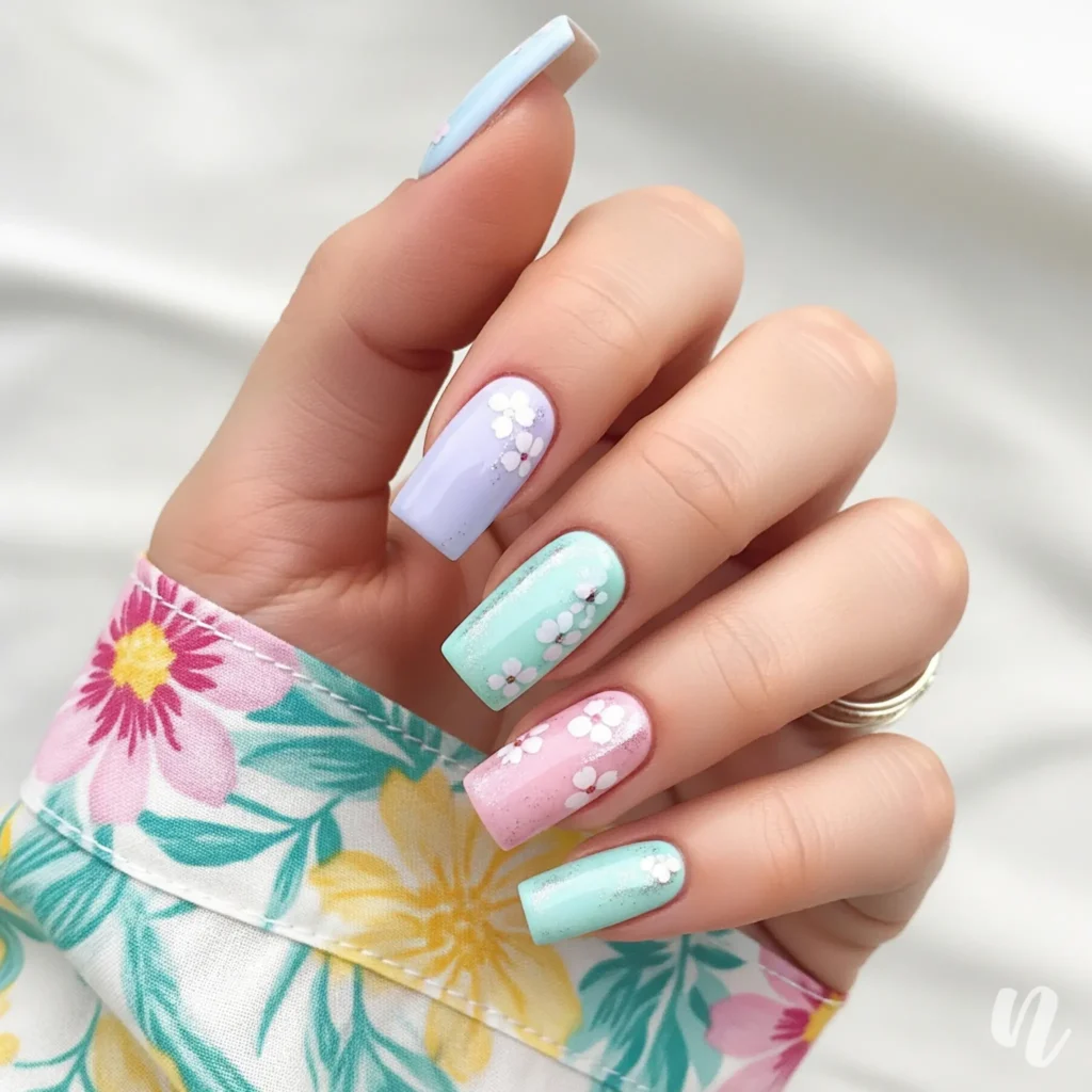 Pastel Square Nails