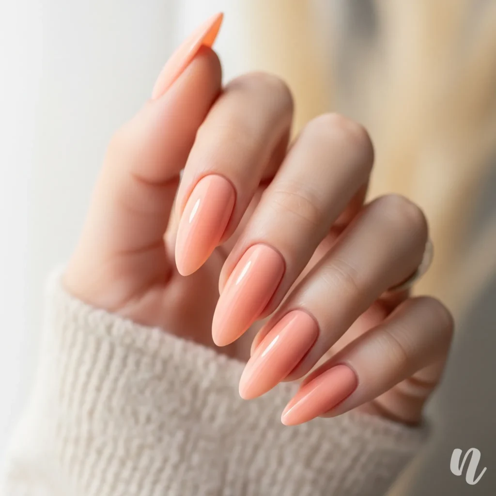Peachy Gloss Almond Nails