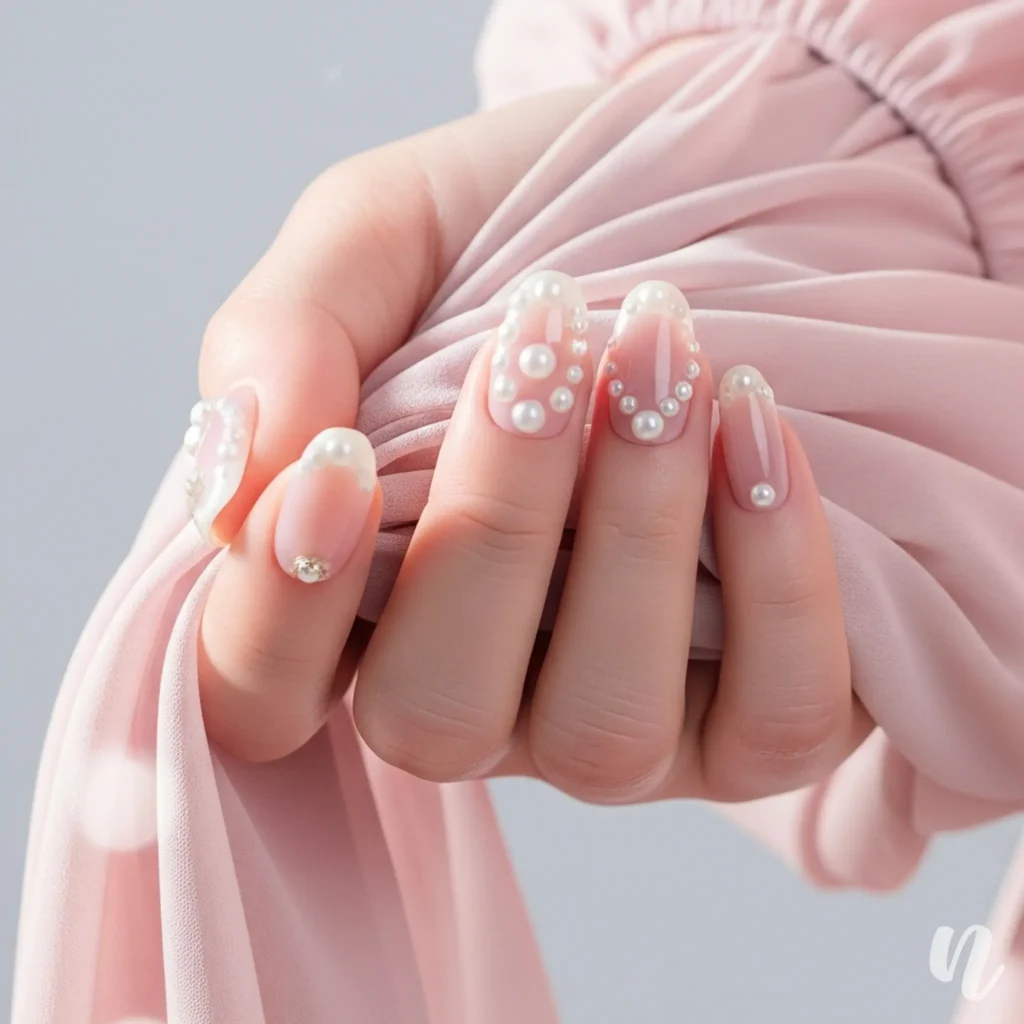 Pearl Accent Nails