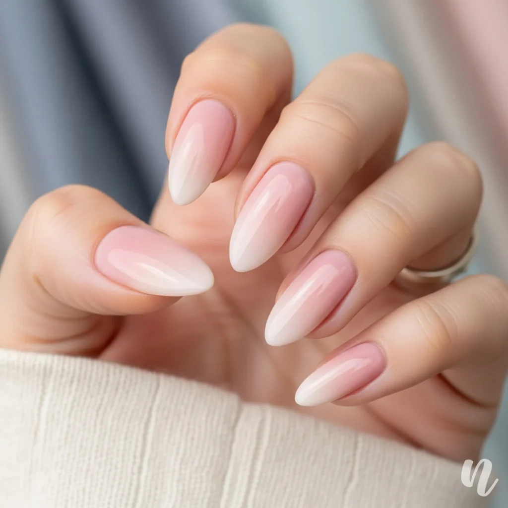 Pink Ombre Almond Nails