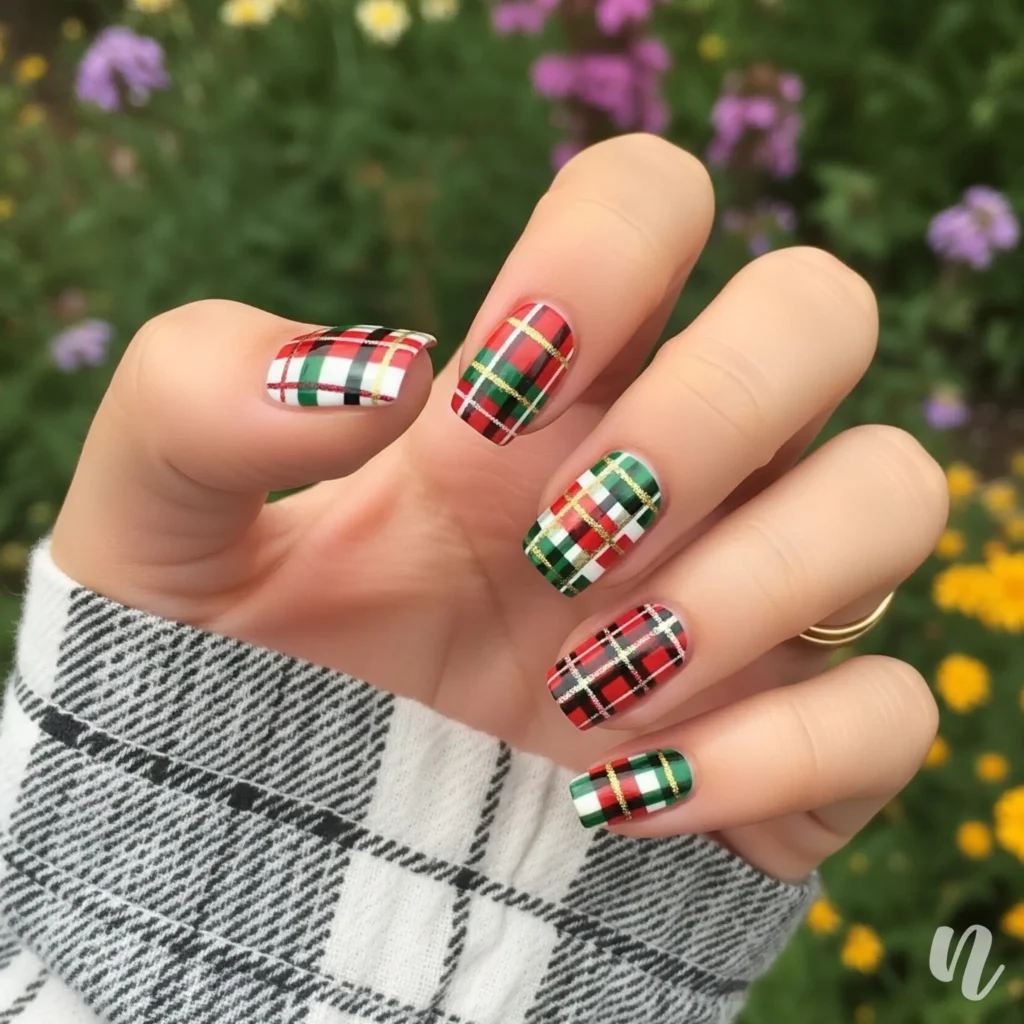 Plaid Holiday Nails