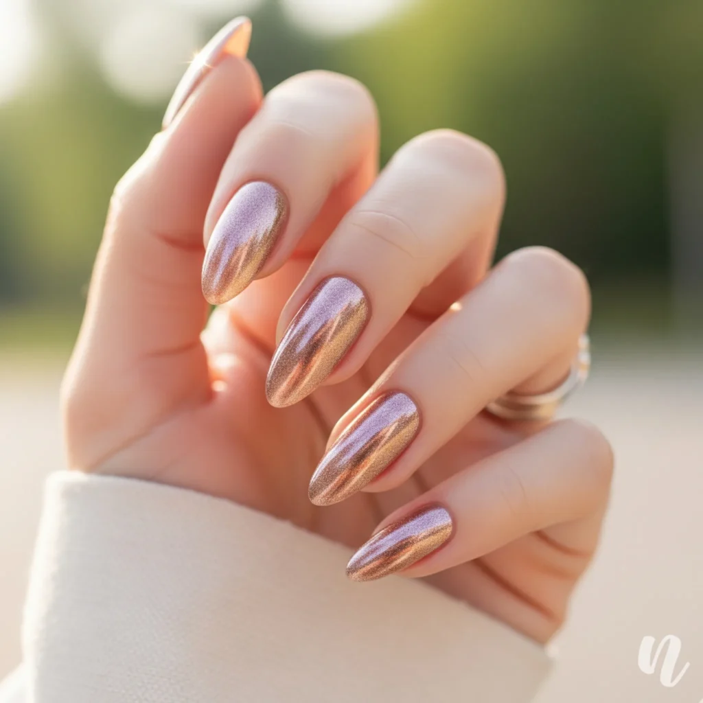 Rose Gold Almond Nails