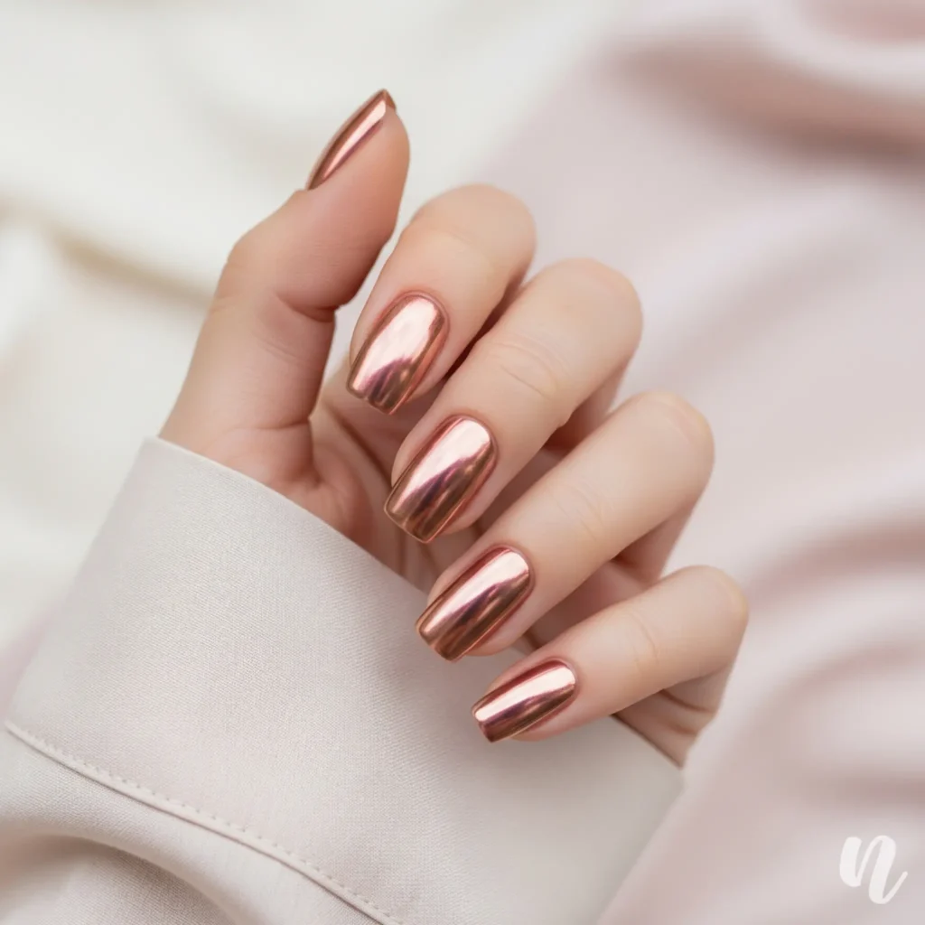 Rose Gold Shimmer Nails
