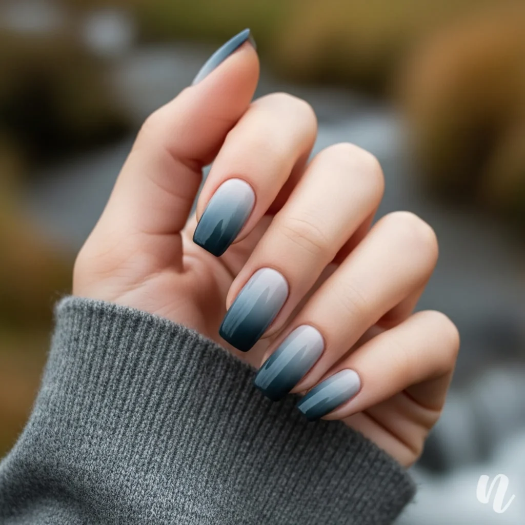 Smoky Grey Ombre Nails