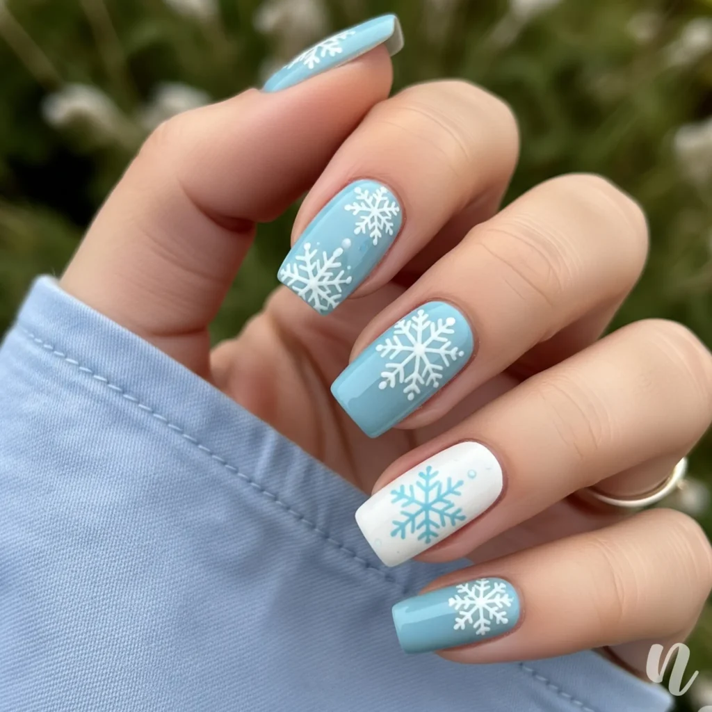 Snowflake Accent Nails