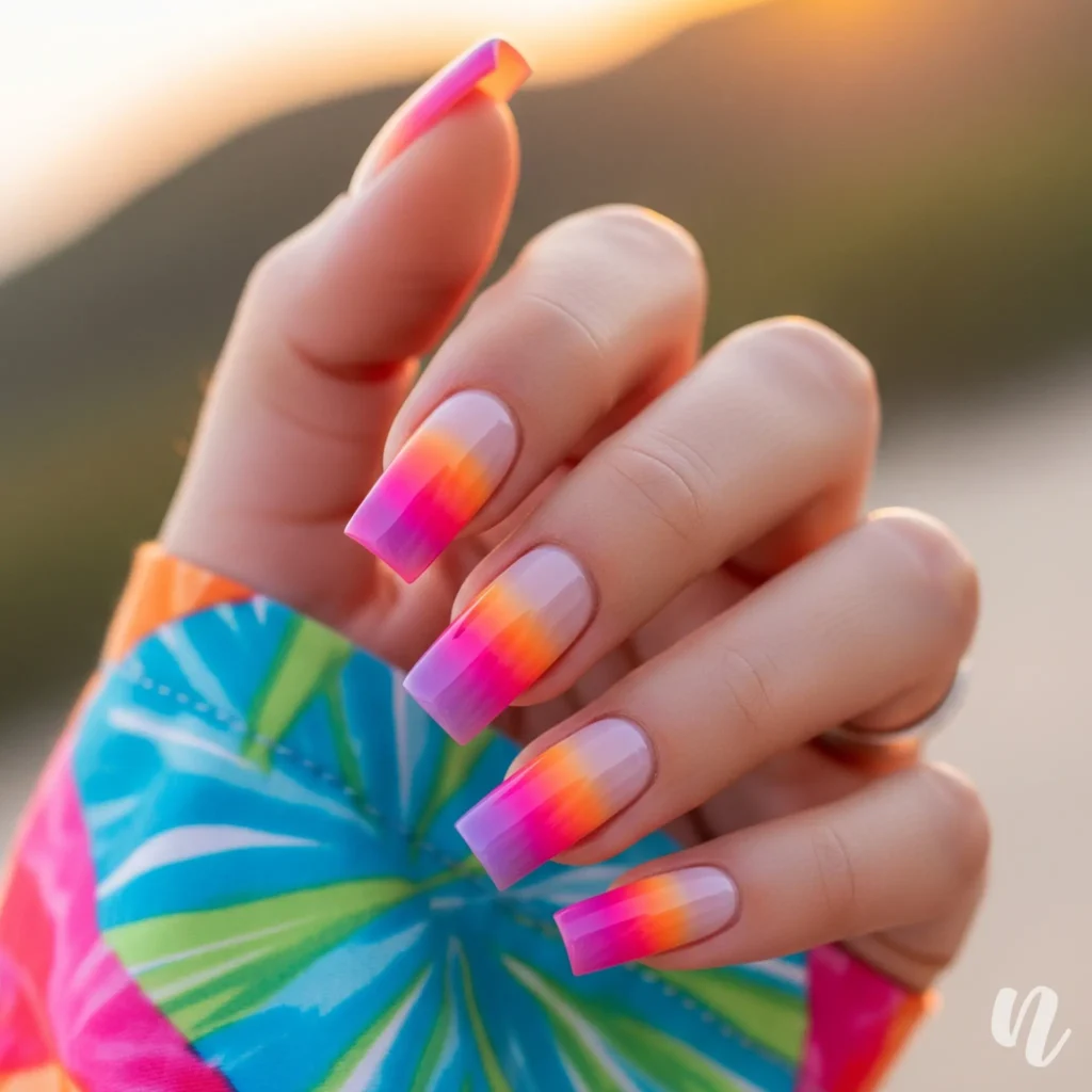 Sunset Gradient Square Nails