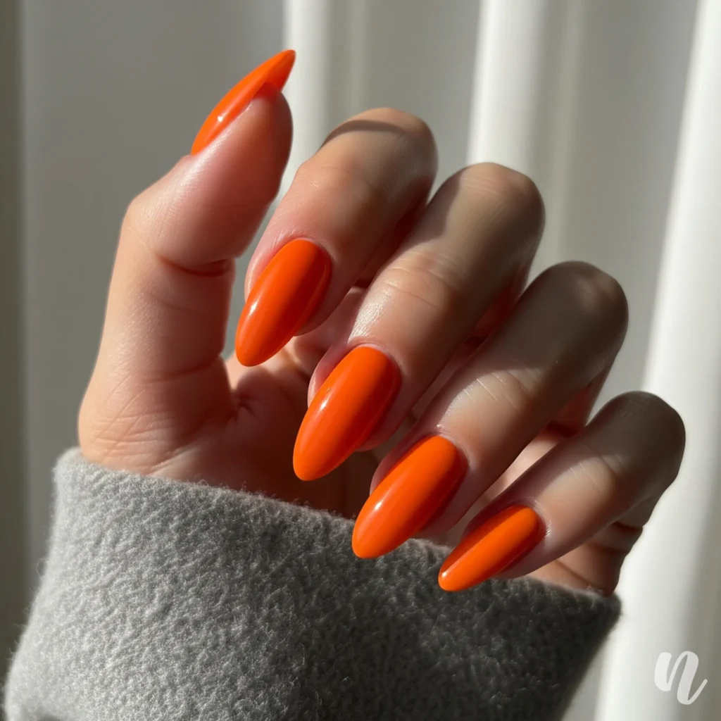 Tangerine Pop Almond Nails