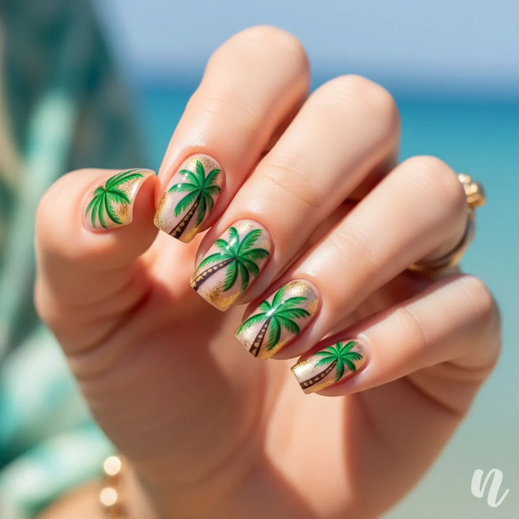 Tropical Palm Tree Nails