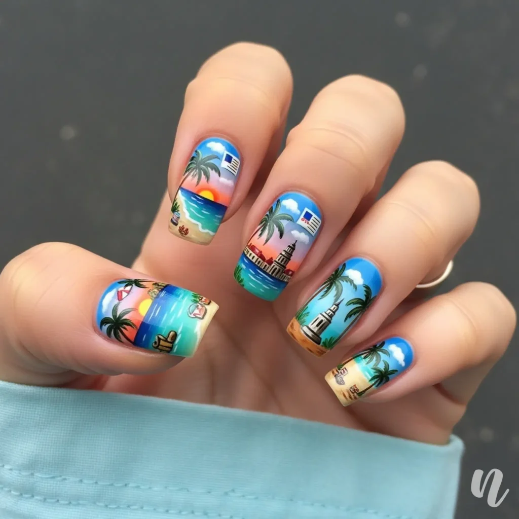 Vacation Postcard Nails