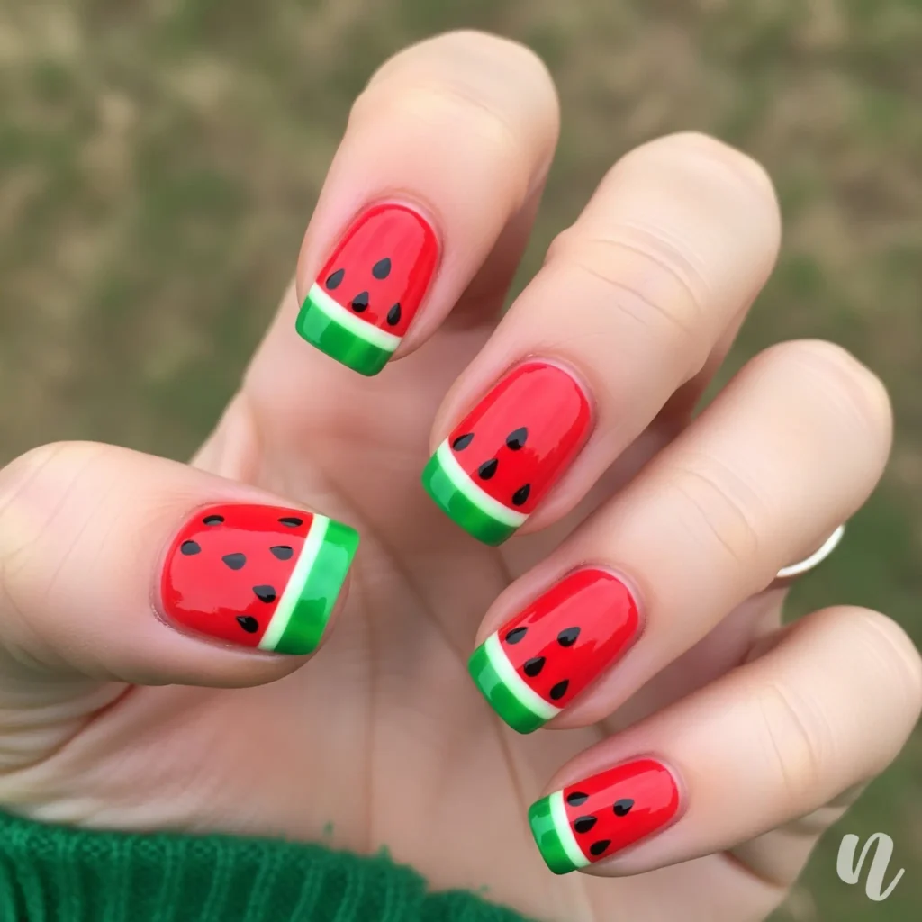 Watermelon Slice Nails