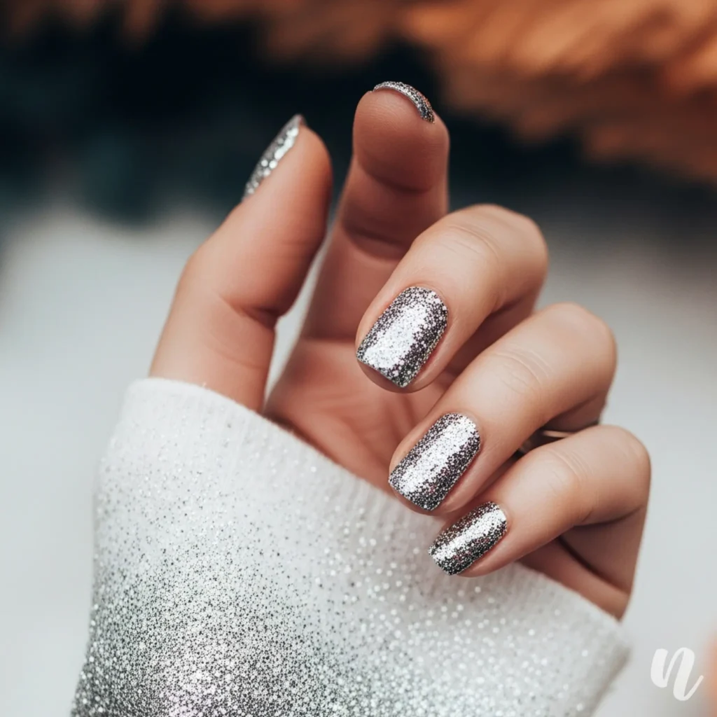White & Silver Glitter Ombre
