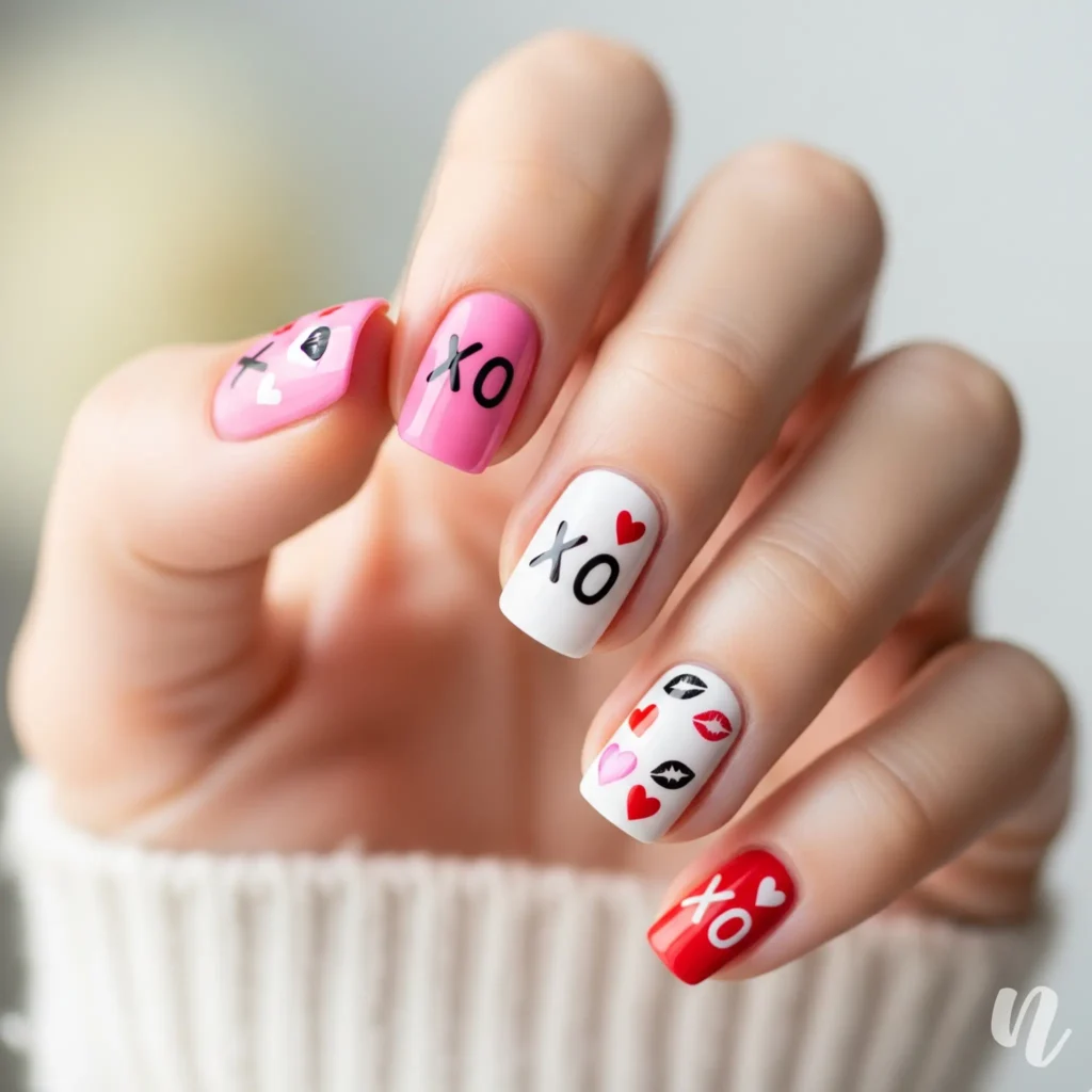 XO Valentine’s Day Nails