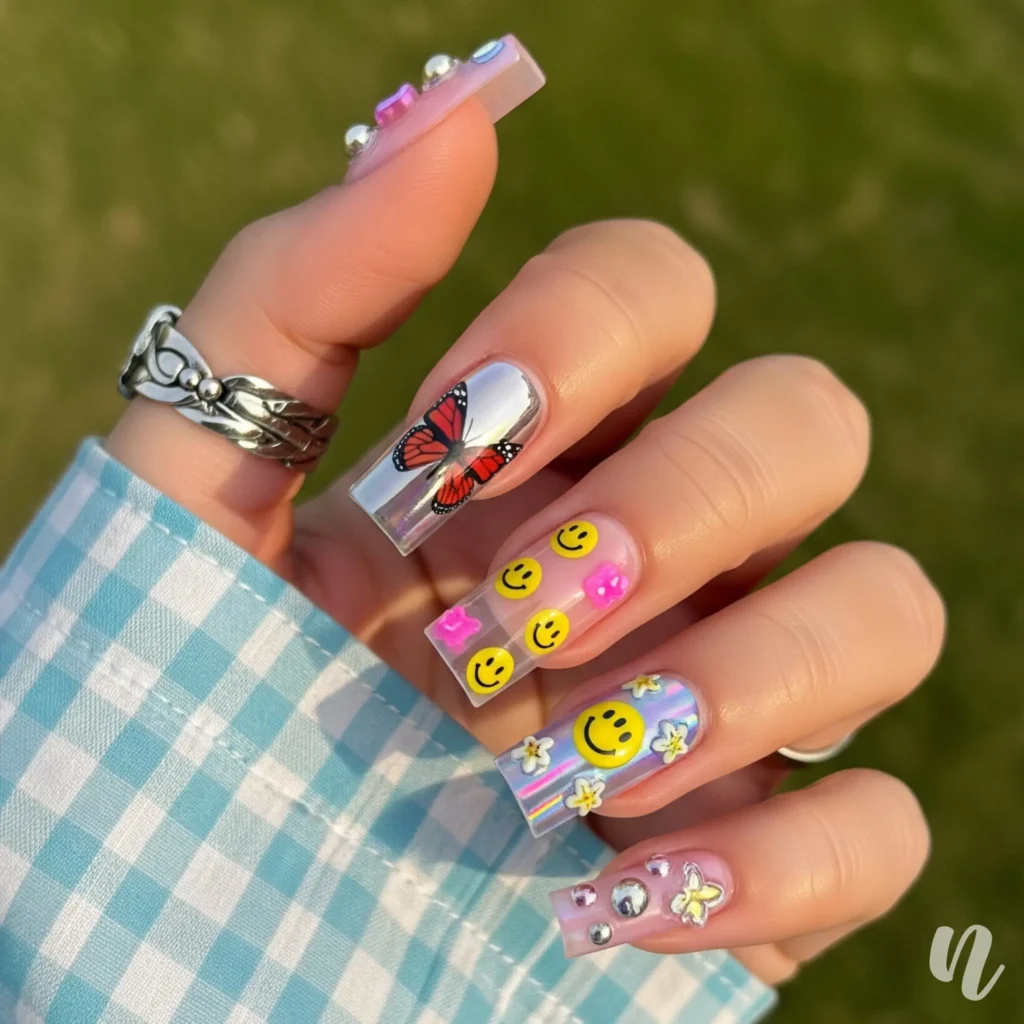 Y2K Inspired Square Nails